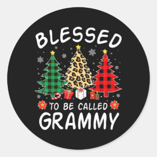 Blessed To Be Called Grammy Christmas Tree Leopard Classic Round Sticker