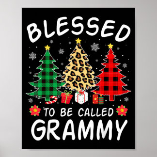 Blessed To Be Called Grammy Christmas Tree Leopard Poster
