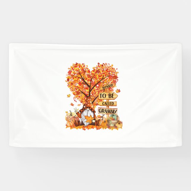 Blessed To Be Called Grammy Gnome Fall Thanksgivin Banner (Horizontal)