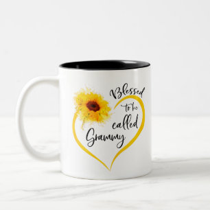 Blessed To Be Called grammy Sunflower Gifts Two-Tone Coffee Mug