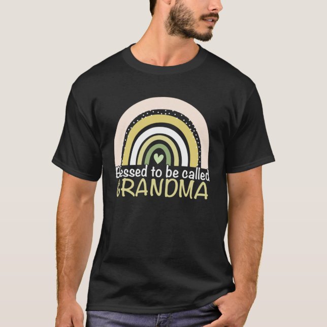 Blessed To Be Called Grandma Boho Rainbow Cute Mot T-Shirt (Front)