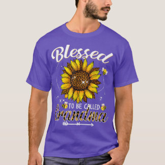 Blessed To Be Called Grandma Funny Leopard Sunflow T-Shirt
