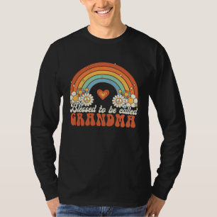 Blessed To Be Called Grandma Groovy Rainbow Mother T-Shirt