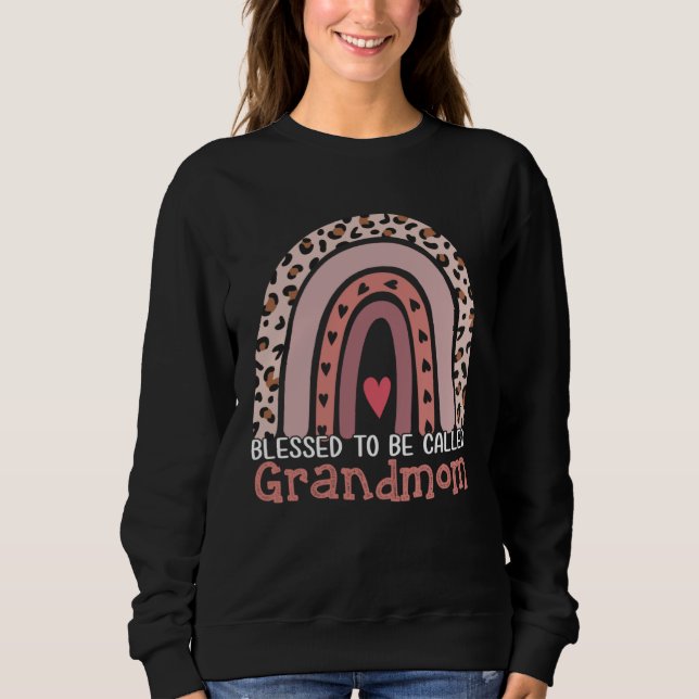 Blessed To Be Called Grandmom Rainbow Leopard Moth Sweatshirt (Front)