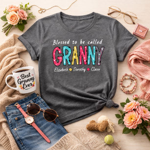 Blessed to be Called Granny Personalised Grandkids Tri-Blend Shirt