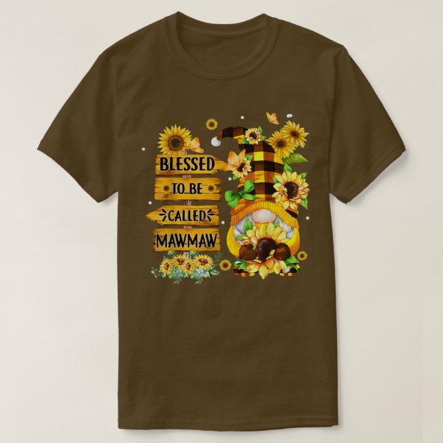 Blessed To Be Called Mawmaw Fall Gnome Sunflowers  T-Shirt (Design Front)