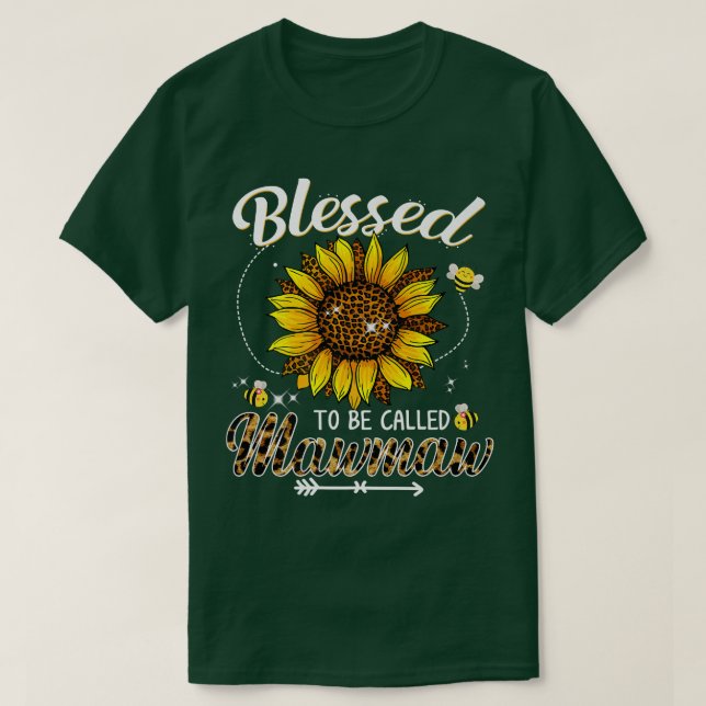Blessed To Be Called Mawmaw Funny Leopard Sunflowe T-Shirt (Design Front)