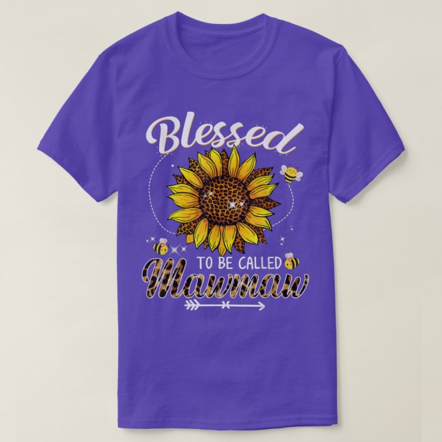 Blessed To Be Called Mawmaw Funny Leopard Sunflowe T-Shirt (Design Front)