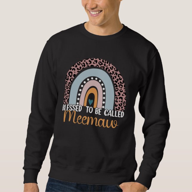 Blessed To Be Called Meemaw Rainbow Leopard Cute M Sweatshirt (Front)