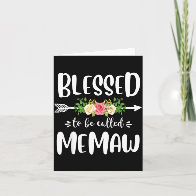 Blessed to be called memaw floral arrow design card (Front)