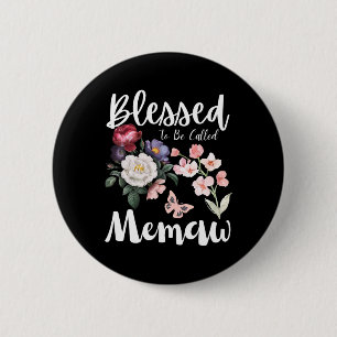 Blessed To Be Called Memaw Women Floral Cute Mothe 6 Cm Round Badge
