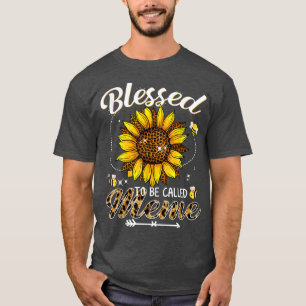 Blessed To Be Called Meme Funny Leopard Sunflower T-Shirt