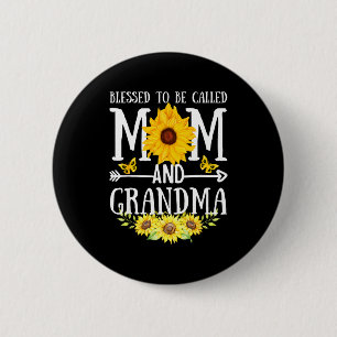 Blessed to be called mom and grandma floral cute 6 cm round badge