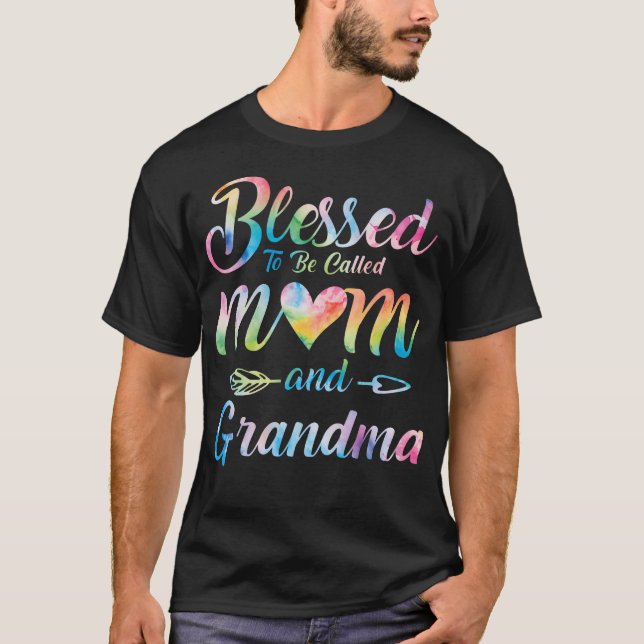 Blessed To Be Called Mom And Grandma Floral Mother T-Shirt (Front)