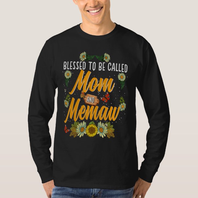 Blessed To Be Called Mom And Memaw  Cute Sunflower T-Shirt (Front)