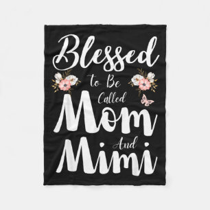 Blessed to be called mom and mimi floral cute fleece blanket