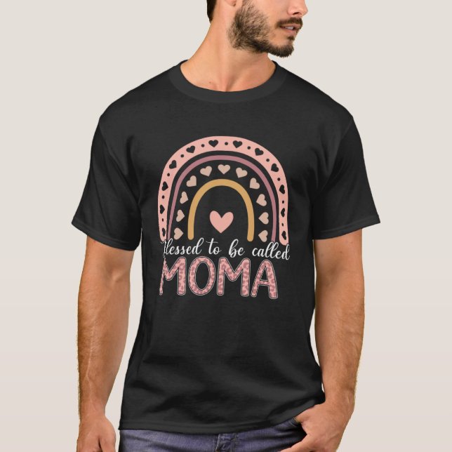 Blessed To Be Called Moma Leopard Rainbow Cute Mom T-Shirt (Front)