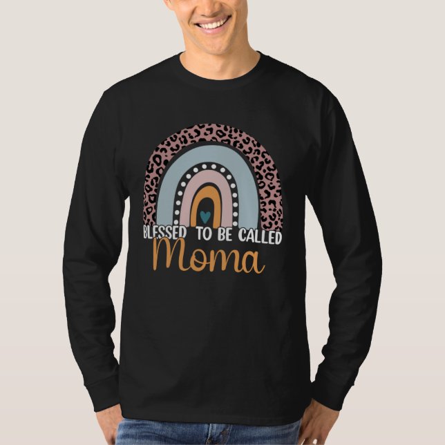 Blessed To Be Called Moma Rainbow Leopard Mom Gran T-Shirt (Front)