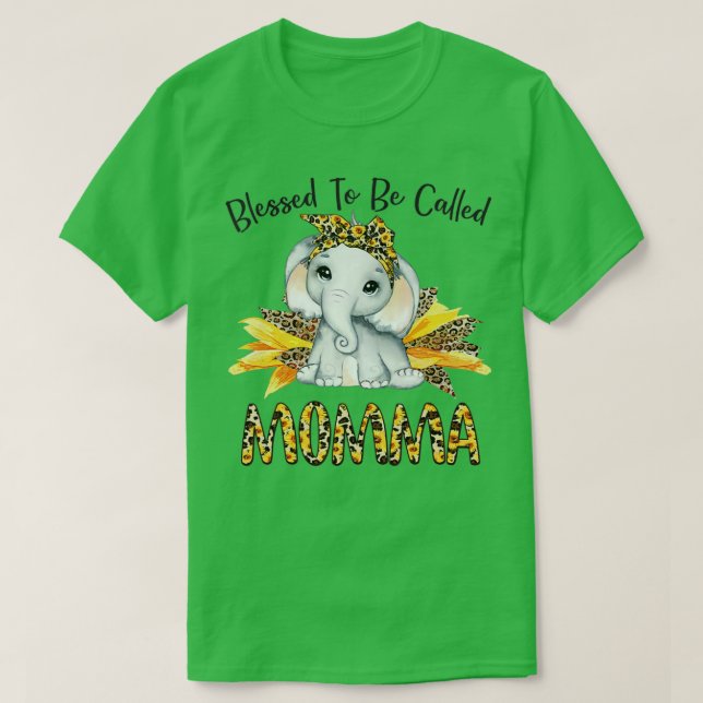 Blessed To Be Called Momma Sunflower Elephant Moth T-Shirt (Design Front)