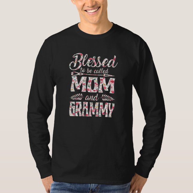 Blessed To Be Called Mum And Grammy Floral Mothers T-Shirt (Front)