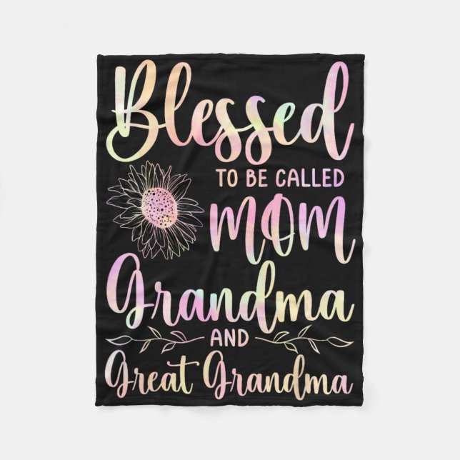Blessed To Be Called Mum Grandma And Great Grandma Fleece Blanket (Front)