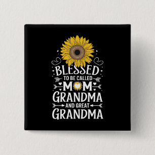 Blessed To Be Called Mum Grandma Great Sunflower 15 Cm Square Badge
