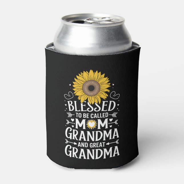 Blessed To Be Called Mum Grandma Great Sunflower Can Cooler (Can Front)