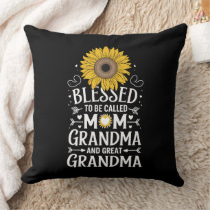 Blessed To Be Called Mum Grandma Great Sunflower Cushion