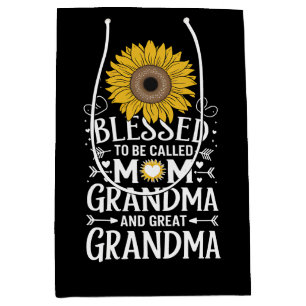Blessed To Be Called Mum Grandma Great Sunflower Medium Gift Bag