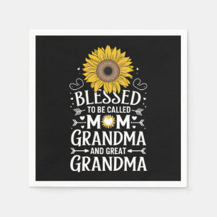Blessed To Be Called Mum Grandma Great Sunflower Napkin