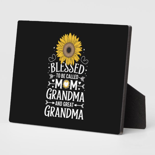 Blessed To Be Called Mum Grandma Great Sunflower Plaque (Side)