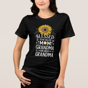 Blessed To Be Called Mum Grandma Great Sunflower Tri-Blend Shirt