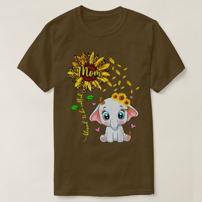 Blessed To Be Called Mum Sunflower Elephant  T-Shirt (Design Front)