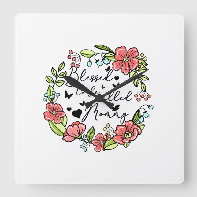Blessed To Be Called Mummy Sunflower Mummy Mothers Square Wall Clock (Front)
