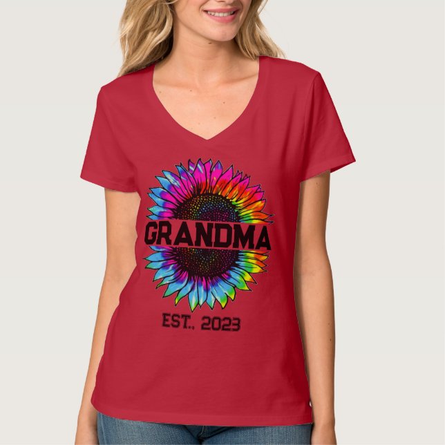 Blessed To Be Called Nana Mimi Gigi Tie Die Flower T-Shirt (Front)