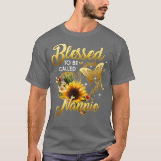 Blessed To Be Called Nannie Grandma Sunflower Moth T-Shirt