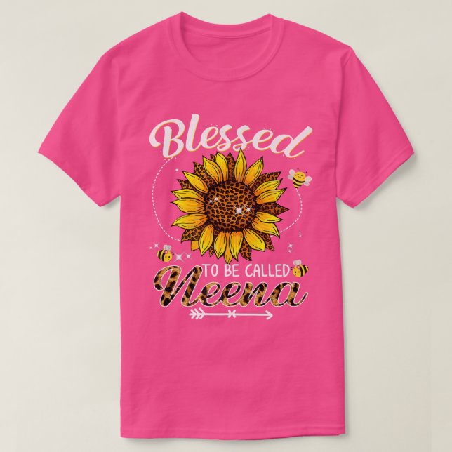 Blessed To Be Called Neena Funny Leopard Sunflower T-Shirt (Design Front)