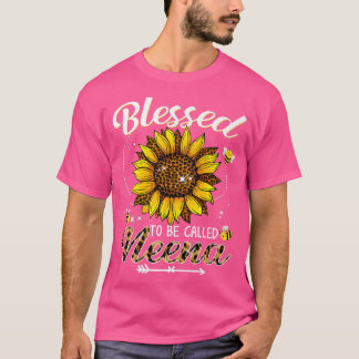 Blessed To Be Called Neena Funny Leopard Sunflower T-Shirt
