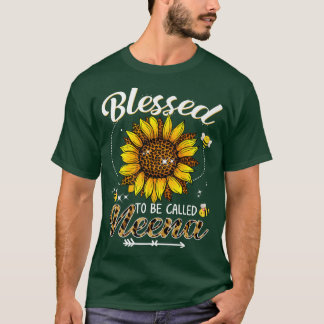 Blessed To Be Called Neena Funny Leopard Sunflower T-Shirt