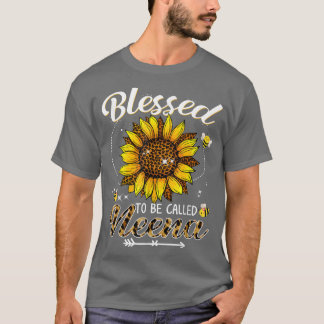 Blessed To Be Called Neena Funny Leopard Sunflower T-Shirt
