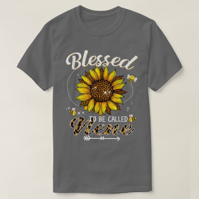 Blessed To Be Called Nene Funny Leopard Sunflower  T-Shirt (Design Front)