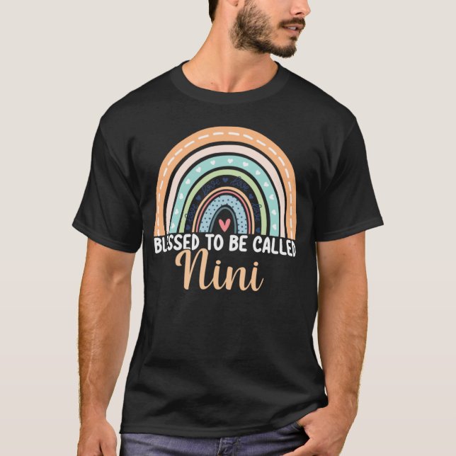 Blessed To Be Called Nini Rainbow Mother s Day Nin T-Shirt (Front)