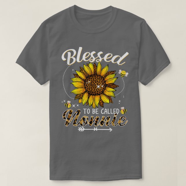 Blessed To Be Called Nonnie Funny Leopard Sunflowe T-Shirt (Design Front)
