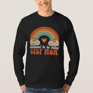 Blessed To Be Called Step Mom Groovy Rainbow Mothe T-Shirt