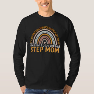 Blessed To Be Called Step Mom Leopard Rainbow Step T-Shirt