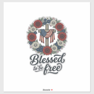 Blessed To Be Free Patriotic Floral Cross Shirt_1