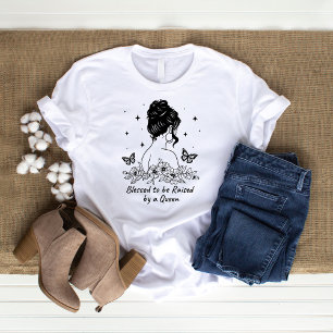 Blessed to be raised by a Queen Outline Mom Gift T-Shirt