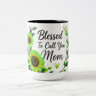 Blessed To Call You Mum Sunflower  Two-Tone Coffee Mug