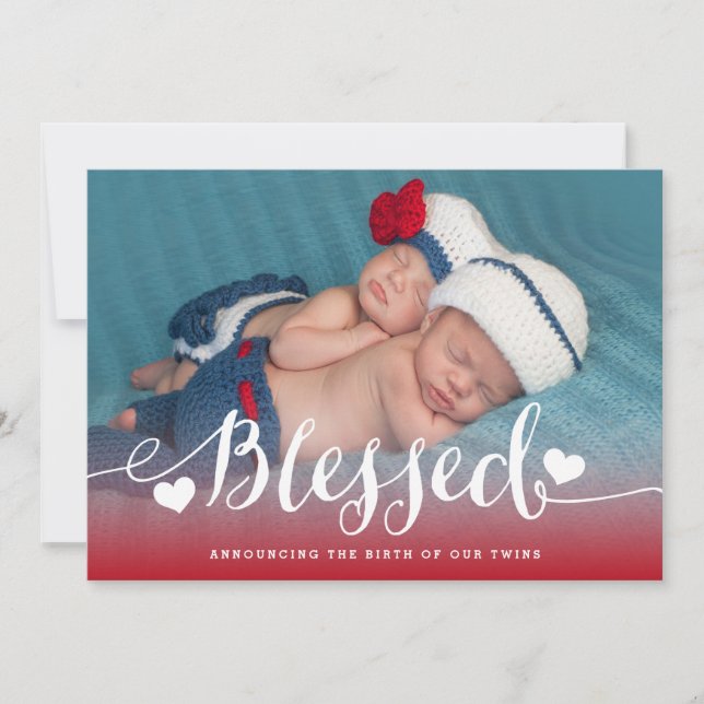Blessed Twins | Photo Baby Birth Announcement (Front)