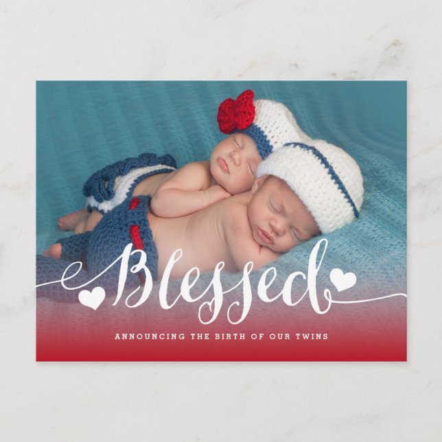 Blessed Twins | Photo Birth Announcement (Front)